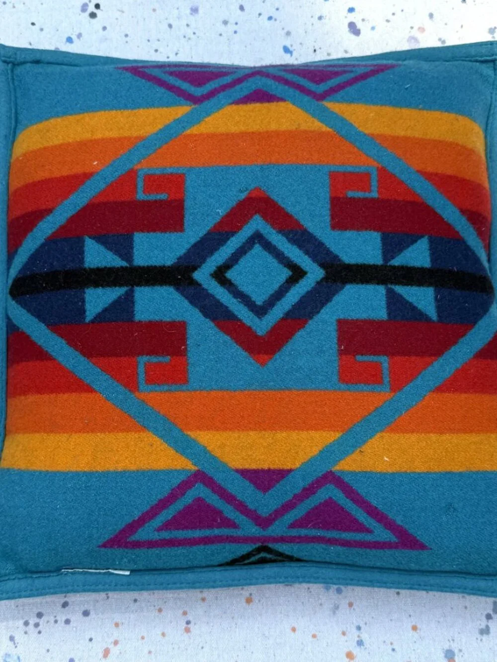 Pendleton Vintage Turquoise Beaver State Chief Joseph Wool Pillow